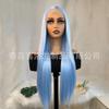 Peluca Cosplay Nezha Ao Bing Encaje Frontal 13X4 Azul Cielo Cabello Largo Lacio Raya Libre Línea de Cabello Natural Anime