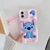 Funda de Silicona para Teléfono Móvil Stitch con Soporte Estéreo, Corazón Lindo, Anti-Caída, Adecuada para Apple 1716Promax
