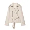 Roupas Femininas Europeias e Americanas Transfronteiriças AliExpress Venda Quente Moda Casual Retrô Zíper Gola Alta Solto Casaco Trench Coat Outwear
