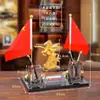 Adornos de bandera de escritorio para oficina de jefe de alta gama, recuerdos creativos, adornos de recipiente para bolígrafos de cristal con bandera roja de negocios, regalos