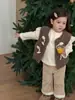 [Turanka] Ropa Infantil 2025 Estilo Coreano Chaleco Chaqueta para Niñas Set de Capa Base con Forro Polar
