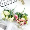 Simulación 5 Horquillas Peonía Recubierta Estilo Europeo Boda Auditorio Flores para Sostener Accesorios de Fotografía Decoración de Mesa para el Hogar Flores Falsas