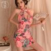 Pijama Sexy Floral Pequeño de Alta Gama Ajustado Estilo Oriental Rima Antigua Cheongsam Ropa Interior Sexy Uniforme para Mujer