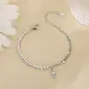 Pulseira Flor de Íris Cruz de Diamante Cintilante, Pulseira de Contas Prateadas Emendadas em Camada Dupla Estilo Palácio Vintage, Pulseira Quadrada Geométrica