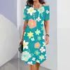 Comercio Exterior Transfronterizo Explosiones Elegante Vestido de Verano para Mujer con Estampado Digital 3D de Flores de Colores de Manga Corta