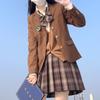 Terno Longo Marrom de Três Botões Estilo Japonês Cor de Chá Uniforme Jk Jaqueta de Terno Cor de Café Outono e Inverno Estudante Slim Fit