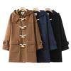Abrigo de Lana Invierno 2024 Estilo Universitario Abrigo Duffle con Capucha Largo Medio Acolchado de Lana
