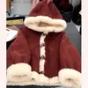 Abrigo de Invierno Rojo con Piel Integrada para Niños 2025 Estilo Nuevo para Niños Mayores, Abrigo Forrado de Felpa para Niñas, Abrigo de Invierno