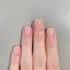 Uñas Portátiles Rosa Pastel Estilo Francés Sencillas, Uñas Cuadradas Cortas, Piezas de Uñas Portátiles, Arte de Uñas Popular Transfronterizo, Uñas Postizas