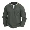 Camiseta para Hombre Transfronteriza con Falso Cuello en V de Dos Capas, Camiseta Base de Empalme Moda Otoño e Invierno, Camiseta de Manga Larga para Hombre, Patrón de Gofre