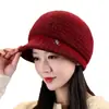 Sombrero de Otoño e Invierno para Mujeres de Mediana Edad y Mayores, Gorro de Lana Tejido para Abuela, Señora Mayor, Protección contra el Frío, Calidez, Más Terciopelo, Grueso, Gorro de Lana para Mamá