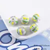 Cuentas de cerámica, cuentas pintadas a mano, cuentas redondas de rayas coloridas, collar DIY hecho a mano, cuentas para pulsera, cuentas sueltas, materiales para accesorios de joyería