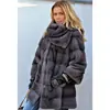 Invierno flocking temperamento delgado para ir al trabajo Europa y Estados Unidos manga larga estampado de leopardo largo corto comercio exterior abrigo gris