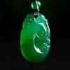 Colgante de Calcedonia Verde, Hebilla de Paz de Ágata Verde Natural, Collar de Jade, Candado de Jade Hoja de Buda, Calabaza, Frijol de Cuatro Estaciones Jade Regalo