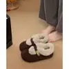 Zapatos Birkenstock de Plataforma Retro para Mujer Estilo Nuevo Invierno Felpa Cálida Botas de Nieve Zapatos de Piel sin Cordones