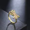 Anillo Geométrico Abierto de Lujo Ligero con Incrustaciones de Circonita y Forma de Moño de Cobre, Anillo Versátil para Mujer