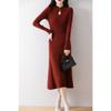 Vestido de cuello cheongsam de punto de lana ajustado para mujer, falda interior de cachemira china de estilo nacional adelgazante, otoño e invierno, nuevo