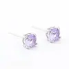 Pendientes de Plata de Ley 925 con Aguja de 5 mm y Circonita Redonda Exquisita Multicolor Joyería para Mujer Fabricante de Pendientes Pendientes