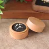 Tapa Superior e Inferior Redonda Madera de Haya Anillo Acrílico Caja para Anillos Transparente Caja para Anillo de Compromiso Madera Maciza Femenina Caja para Anillo de Diamantes Empaque de Almacenamiento