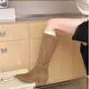 Botas Altas de Verano Caladas Transpirables Maillard para Mujer 2026 Modelo Nuevo Punta Fina Tacón Grueso Adelgazantes que Aumentan la Altura Botas de Jinete