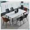 Mesa de jantar em placa de rocha, adequada para casas pequenas, design moderno e minimalista, exalando uma sensação de luxo, ideal para salas de estar e salas de jantar, completa com conjunto de mesa e cadeiras, estilo minimalista italiano