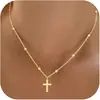 Colar Amazon banhado a ouro pingente de cruz colar empilhado de camada dupla personalidade de nicho lateral Cruz de Diamante pescoço