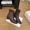 Ma de Uva mesmo estilo bico quadrado novas botas aumento de altura 5CM superfície de couro cano curto de salto grosso fino versátil para mulheres baixinhas