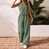 2026 Amazon Europeu e Americano Comércio Exterior Transfronteiriço Verão Casual Roupa de Trabalho Conjunto de Colete e Calça com Botões Frontais Colete de Gola V