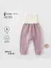 Pantalones para Bebé con Broches, Abertura en la Entrepierna, Protección para la Barriga, Algodón Puro para Primavera y Otoño, Sin Costuras, Amigables con la Piel, Cintura Alta, Pantalones Antifrío para Recién Nacidos