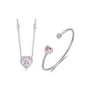 Conjunto de Colar Coração Fresco de Nicho Design de Nicho Alto Padrão Exquisito Aberto Diamante Estilo Ins Pulseira Aberta