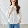 Nueva Blusa Jacquard de Moda Primavera y Otoño, Atuendo Elegante para Mamás de Mediana Edad, Camisa de Manga Larga con Cuello Redondo, Ropa para Mujeres de Mediana Edad y Mayores