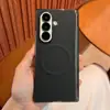 Funda magnética para teléfono móvil adecuada para Samsung Zfold7 Fold6 Eje central bilateral Anti-caída Cubierta protectora de cuero de lichi de negocios