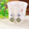 Pendientes de plata de ley S925 con diseño de ciervo, jade hetiano, jade de agua fina, estilo vintage, con diseño de loto cloisonné y diamantes, estilo nacional.