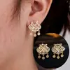 Set de Collar y Pendientes de Lujo Ligero con Circonita de Diamante Completo Estilo Árabe de Oriente Medio Accesorios para Vestido de Novia Cadena de Clavícula de Moda