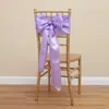 Suprimentos para Casamento: Fitas de Cetim Seladas nas Bordas, Flores Decorativas Verdes e Roxas para Encosto de Cadeira, Capas Elásticas para Cadeira, Laços