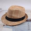 Sombrero de Jazz de Paja Transpirable con Visera para Hombre de Primavera y Verano con Cuadros Grandes Sombrero Fresco Protector Solar Sombrero para Pareja