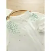 Camisa de manga curta com estampa floral em gaze de algodão de camada dupla para mulheres, corte solto, coleção de verão 2026, algodão puro, macia, blusa casual feminina