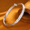 Pulseira Yin flor bêbada banhada a prata feminina flor de filigrana Lótus sólido pulseira de prata de puxar e empurrar presente para Mãe atacado de fábrica