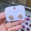 Aretes de broche de plata de ley S925 con forma de rosa, circonita de grado AAA, microincrustación, hermoso baño de oro, aretes de alta calidad, venta directa de fábrica