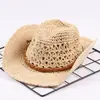 Chapéu de palha infantil feito à mão chapéu de cavaleiro verão chapéu de palha jeans ocidental chapéu de palha para bebê chapéu de praia chapéu de sol para pais e filhos