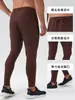 Calça de Yoga Fitness Masculina em Nylon com Bolsos com Zíper, Sensação de Pele Nu, Secagem Rápida, Calça Esportiva Longa, Calça Justa na Panturrilha 31343