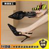 Saltos Altos Finos Bico Fino para Mulheres, Sandálias de Tecido Lantejoulas, Novo Modelo 2026, Sapatos de Festa com Uma Tira e Bico Fechado