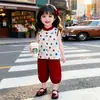 Conjunto de Verano para Niñas 2026 Nuevo Estilo Camiseta de Manga Corta para Niños Pequeños, Conjunto Transpirable Delgado de Dos Piezas para Niñas Pequeñas en Verano