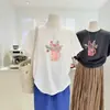 Camiseta de Manga Corta de Algodón Puro con Estampado Floral Fresco Estilo Coreano para Mujer 2026 Verano Nuevo Estilo Holgada Cuello Redondo Versátil Top Tendencia
