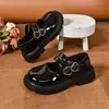 Sapatos de Couro para Meninas 2026 Novo Modelo Primavera e Outono Sapatos de Performance Infantil Sapatos de Dança Pretos Sapatos de Princesa para Meninas, para Crianças Maiores
