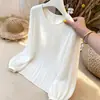 Camisa de manga comprida sob medida para mulheres, novo estilo outono, design de manga lanterna francesa, moderna, solta, modeladora e versátil