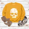 Top con estampado de calaveras, cuello redondo, holgado, manga larga, suéter casual para mujer