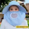 Chapéu de sol com aba larga de algodão e linho, proteção UV, para colheita de chá, seersucker, primavera e verão, chapéu-xale de sol para mulheres