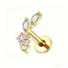 Pendientes de Aleación de Titanio F136 Incrustados con Circonio Marquise Hilo Externo Clavos para Hueso de la Oreja Clavos para Labio Joyería para Piercing Corporal de Titanio G23 Cabeza