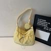 2025 Nuevo Bolso de Hombro Casual de Color Sólido Elegante Color Caramelo Moda Plisado con Cordón Bolso Cruzado Colgante Monedero